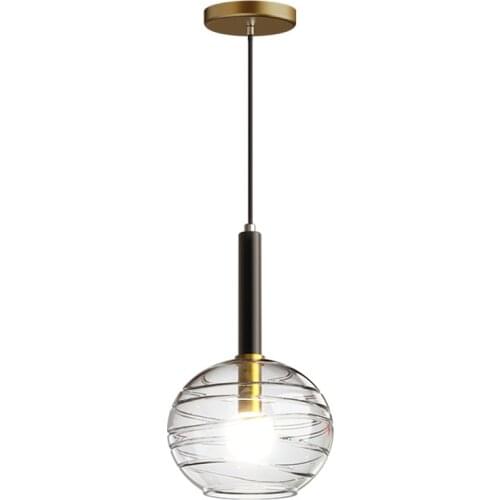 Nordic Corrugated Glass Clear Pendant Lights Bedroom Restaurant Modern Bar Living Room Pendant Lamps Full Copper Deco Lighting