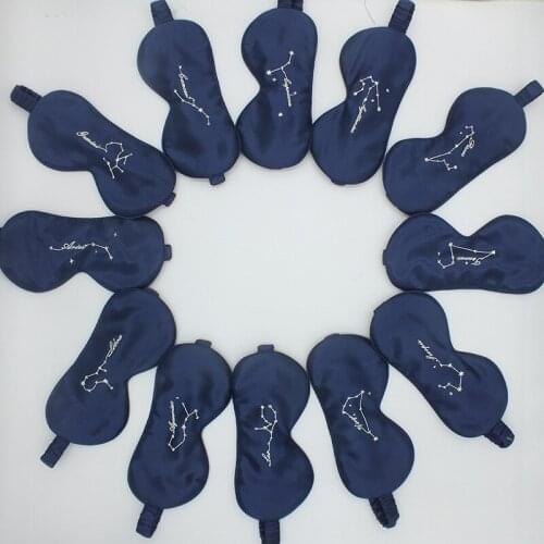 Real 100% Silk Eye Cover Sleep Eye Mask Comfortable Eyemask Blindfolds 12 Constellation Design Silk Eyemask Шелковая повязка