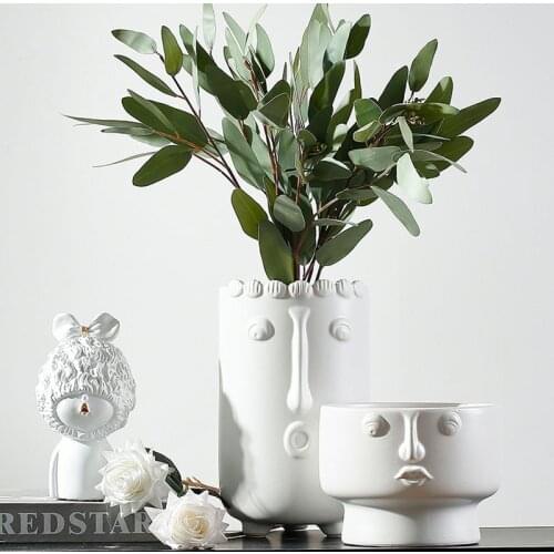 Luxury White Porcelain Ceramic Flower Vase Living Room Entrance Display Flower Arrangement Home Decoration Ornaments Vase Crafts