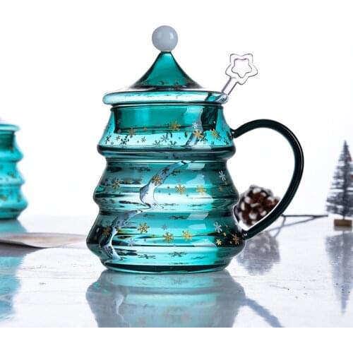 Star Wish Christmas Tree Milk Coffee Beverage Water Glass Heat Resistant Lead Free Non-toxic Creative Gifts Home Wateter Bottle