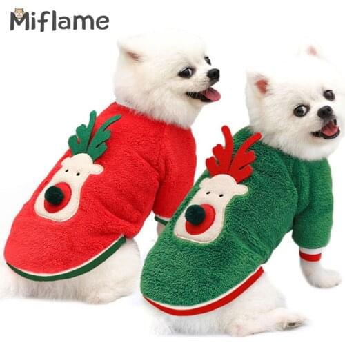 Miflame Christmas Dog Clothes Party Small Dogs Hoodies For Dogs Sweatshirt Pomeranian Spitz Winter Pet Clothes Warm Puppy Outfit