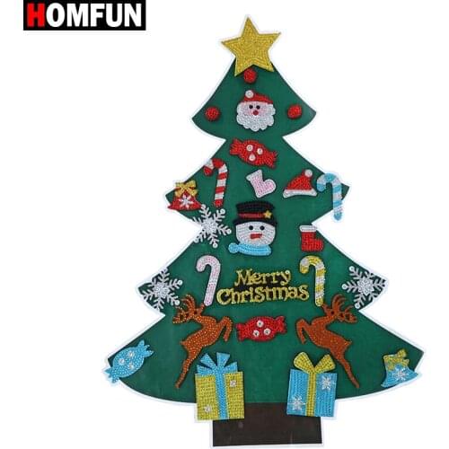 HOMFUN 5D DIY Diamond Painting Christmas Tree New Year Gift Kid Toy Artificial Tree Wall Window Sticker Christmas Home Decor