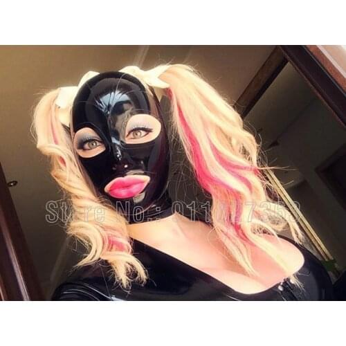 Sexy Handmade Latex Hood Mask Fetish Open Eyes Mouth w Back Zipper
