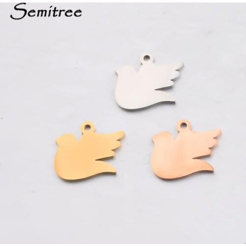Semitree 5pcs Stainless Steel Jewelry Gift Accessories Dove of Peace Animal Pendants DIY Jewelry Necklace Bracelet Charms