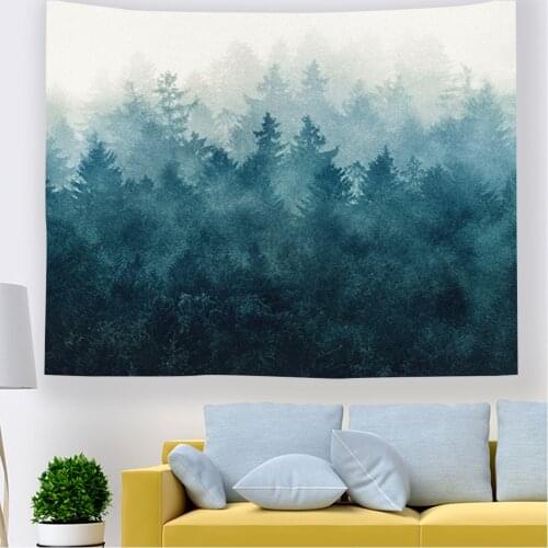 Grey Tapestry Wall Hanging Tapestries Decor Living Room Bedroom By Printed For Landscape With Fir Forest Hipster Retro Style