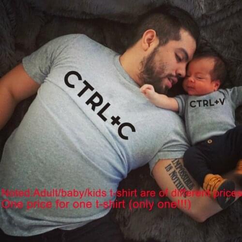 CTRL C Family Matching Tops Father Daughter Son Clothes Look Tshirt Dad And Me Short Sleeves Funny Baby Outfits