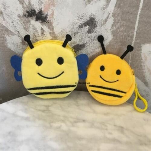 2Shapes- New 8CM little yellow bees coin bag , 10cm key chain kids gift little coin purse wallet pouch