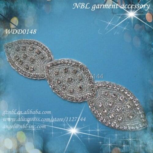 Bridal beaded rhinestone sash appliques patch for wedding evening dress iron on WDD0148