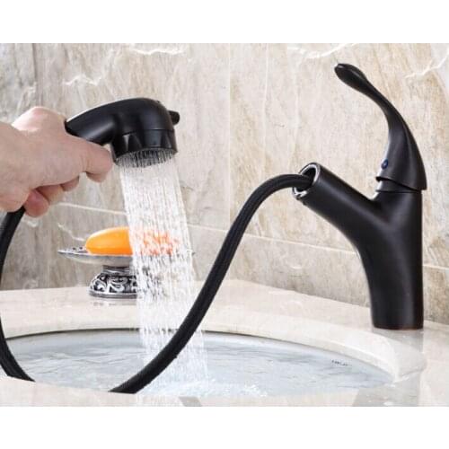 Vidric brass hot and cold ORB finish bathroom basin faucet bathroom sink tap with pull out shower head style