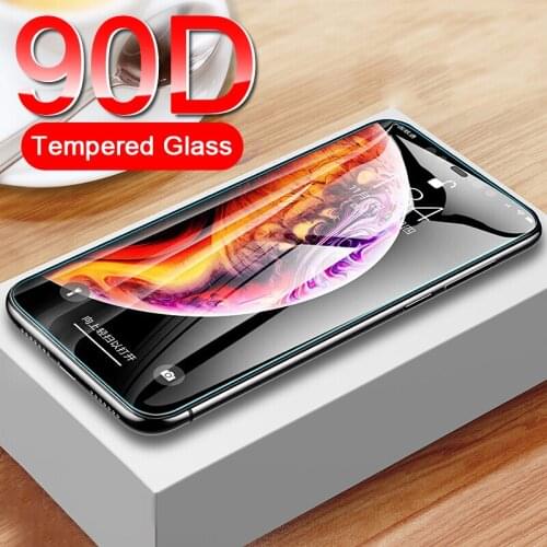 90D Full Cover Tempered Glass On the For iPhone 7 8 6 6s Plus Xr Screen Protector On iPhone X XR XS MAX SE 5 5s 11 12 Pro Glass