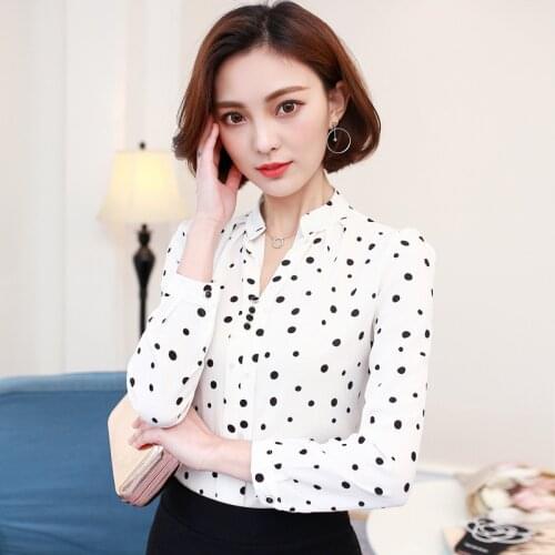 Chiffon Casual Shirt Long Sleeve Autumn Spring New Womens V Collar Striped Blouse Office Ladies Work Bottom Shirts Top H9030