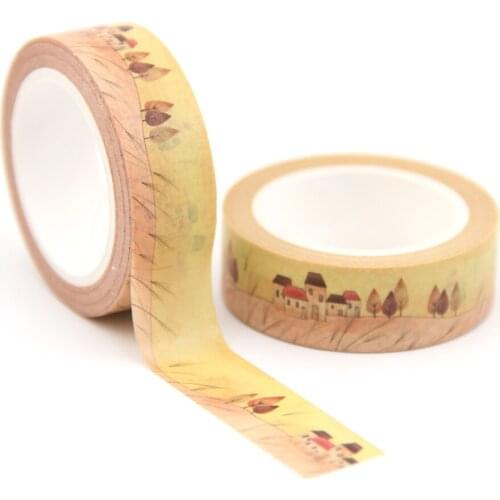 10PCS/lot 15MM*10M Autumnal equinox Yellow Leaves washi tape Masking Tapes Decorative Stickers DIY Stationery School Supply