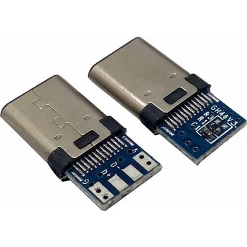 10pcs/Lot DIY 24pin USB 3.1 Type C USB-C Male welding soldering Plug Connector SMT Type