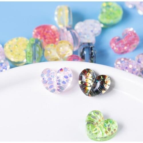10Pcs Colorful Heart Nail Resin Gems 3D Nail Art Design Half Transparent Large Rhinestones For Nails DIY Nail Art 3D Charms