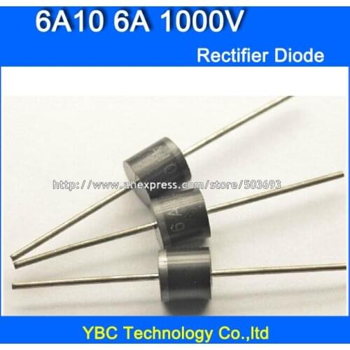 100pcs/lot 6A10 6A/1000V Rectifier Diode Big Power and Long Pins