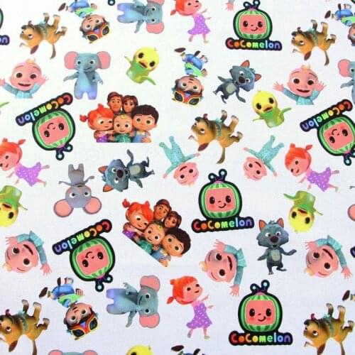 140CM Width Cartoon Cocomelon Family Plain Weave Cotton Fabric for Kids Clothes Hometextile Slipcover Cushion Cover DIY Cloth