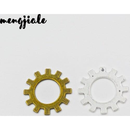 18pcs/lot 25mm Two Color Metal Alloy Machinery Gear Pendant Jewelry Charm Jewelry Gear Findings
