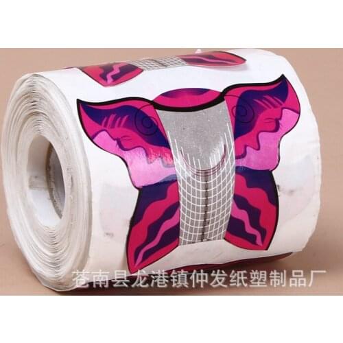 2015 newest -500pcs Self-adhesive Popular Purple Butterfly NAIL FORMS (500 PER ROLL) For Gel Nail, Free shipping,WT344F-500
