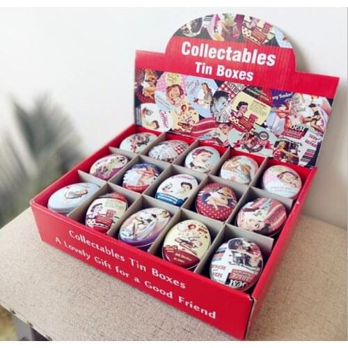 30pcs/lot Small Storage Box Flower Printing Oval Shape Candy Box Handmade Soap Case Mini Tin Jewelry box Small Pill Case