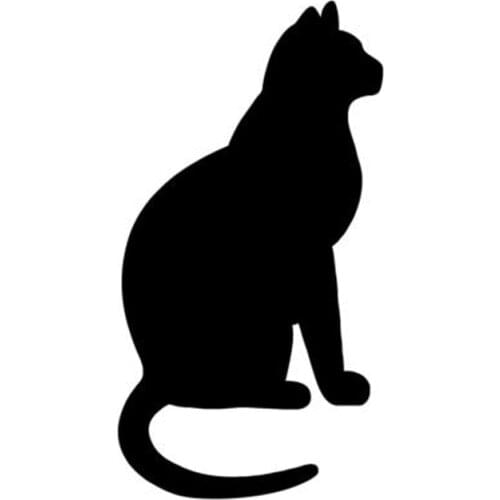 6.8*12.7CM Sitting Cat Silhouette Decal Lovely Animal Window Bumper Car Sticker Black/Silver C4-0393