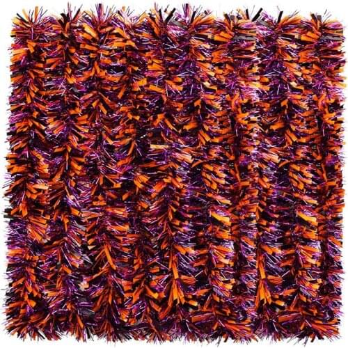 6 Pieces Halloween Tinsel Garland Black Orange and Purple Shiny Garland Metallic Hanging Decorations for Halloween Party