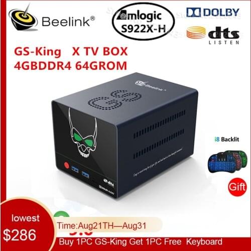 Beelink NEW GS-KING X Amlogic S922X-H Smart Android 9.0 TV Box 4GB DDR4 64GB ROM Dolby Audio DTS Listen 4K HD Hi-Fi Media Player