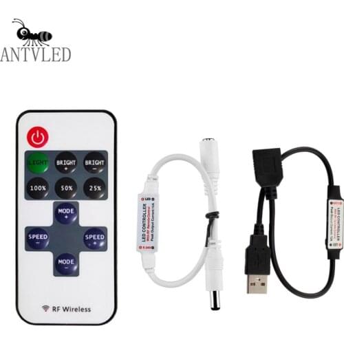 DC5-24V Mini 11Keys RF Wireless Led Remote Controller Led Dimmer Controller For Single Color Light Strip SMD5050/3528/5730/3014