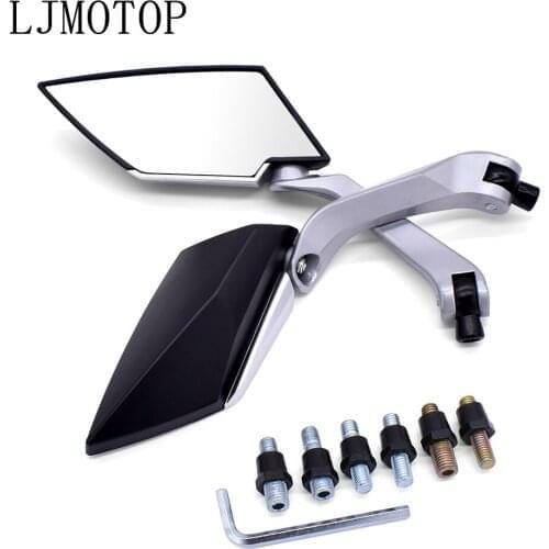 1 Pair Motorcycle RearView Mirror Handlebar Side Mirrors 8 10mm For Kawasaki zx 6r 10r zx10 r zzr 600 zxr 400 zx 6r KX65 KX85