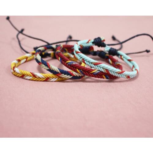 Bohemian Handmade Woven Rope Chain Bracelet Ethnic Adjustable Colorful Braided Bracelets for Women Men Couple Cuff Jewelry