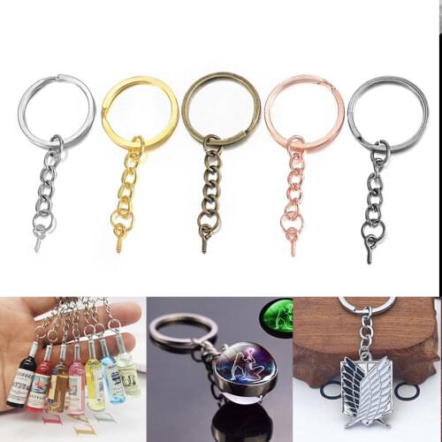 10pcs/lot Key Chain Key Ring keychain Bronze Rhodium Gold 25mm Long Round Split Keyrings Keychain Jewelry Making Wholesale DIY