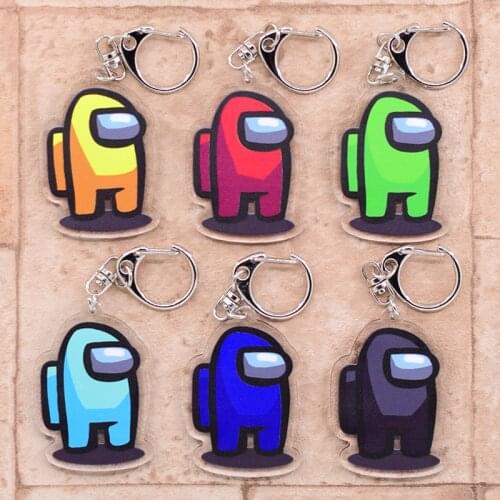 Among Us Keychain Double Sided Acrylic Cartoon Key Chain Pendant Anime Accessories Key Ring Hot Sale