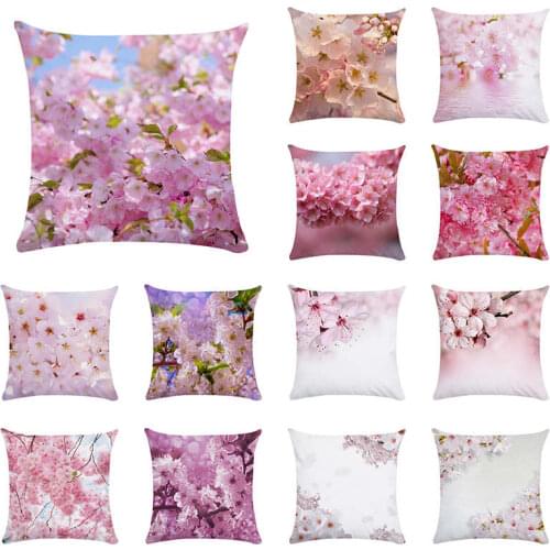 45cm*45cm Pink Peach Blossoms Cushion Cover Sofa Pillow Case Home Decorative Polyester Throw Pillow Cover TP117