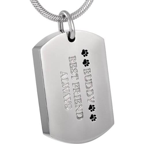 CMJ8022 Buddy Best Friend Always Engravable Dog Tag Pet Cremation Pendant keepsake Urn Necklace Memorial Jewelry for dog cat