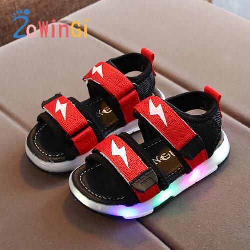 Size 21-30 New Led Glowing Sandals for Children Shoes Beach Baby Toddler Shoes Slippers with Light Up Sandals Kids Luminous