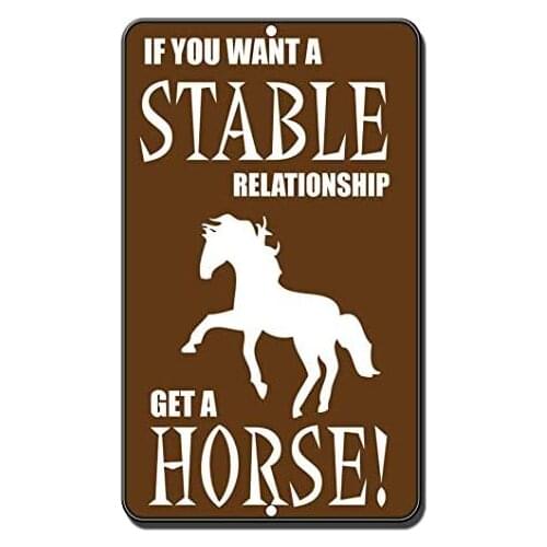 Everett Goodman Home Decor - If You Want A Stable Relationship Get A Horse.8x12 Inch Metal Tin Sign