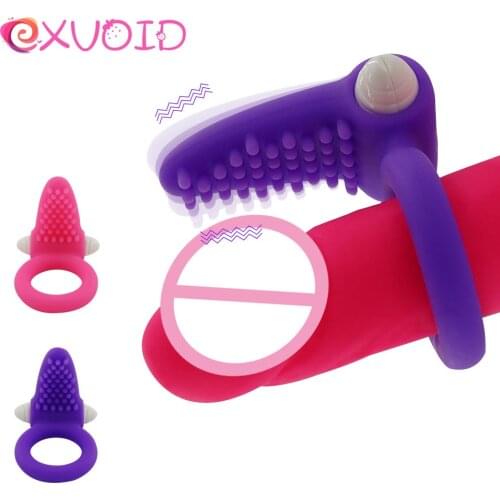 EXVOID Silicone Cock Vibrating Ring Penis Vibrator Ring Delay Ejacualtion Clitoris Stimulate Sex Shop Sex Toys for Couples