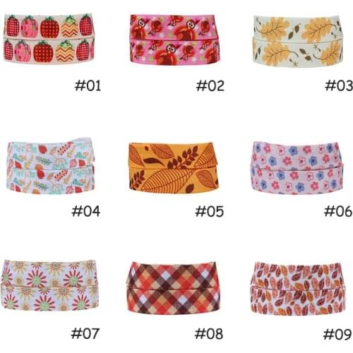 FLRA FOE (100yards/lot/design) New fashion thanks giving fold over elastic ribbon for hair bands