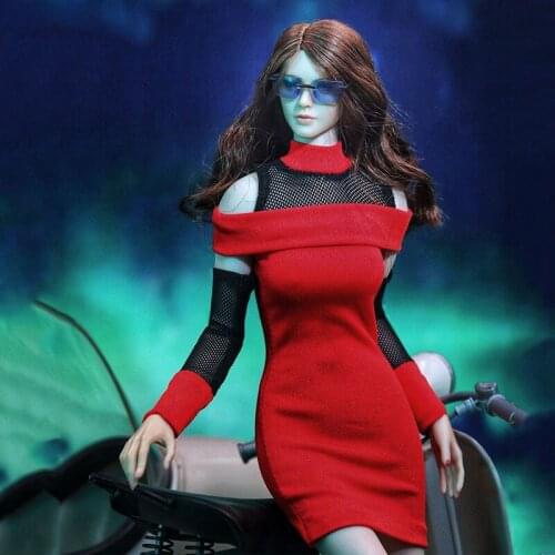 JIAODOLL 1/6 Scale Female soldier red dress WIth a pair of glasses Model For 12'' Action Figure Body DIY Accessories