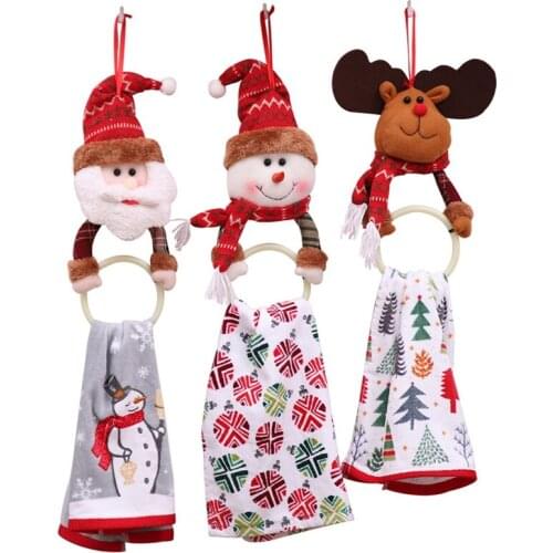 Fashion Santa Elk Snowman Round Ring Toilet Circular Towel Ring For Home Decor Lovely Christmas Decoration Towel Hanging Ring