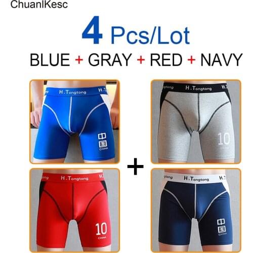 4Pcs Mens Boxer Pants 95% Cotton Wear-Resistant Leg Long Leg Shorts Fitness Breathable Track And Field Sports Underpants