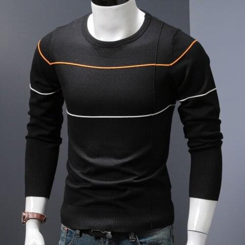 Fashion Striped Pullover Men Knitted Sweater Winter Clothes Long Sleeve O-Neck Jersey