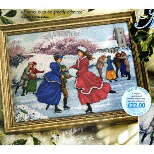 Higher Cotton Free delivery Top Quality Lovely Counted Cross Stitch Kit Memories on Ice Skate Skating Winter Snow