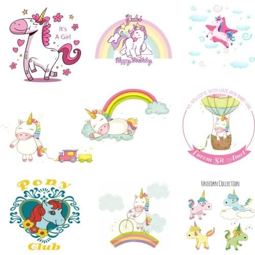 Iron-on Transfers for Clothing Ironing Patches Stickers for Children Diy Unicorn Patch Fusible Transfer Vinyl Adhesive Stripe J