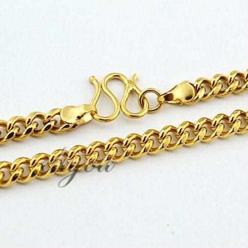 New Fashion Jewelry 5mm Mens Womens Curb Cuban Chain Yellow Gold Color Necklace Free Shipping Gold Jewellery DJN58