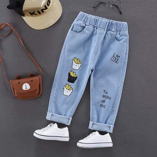 New Design Good Quality Factory Price Fashion Hot Selling Childrens Graphic Print Ripped Graffiti Casual Jeans