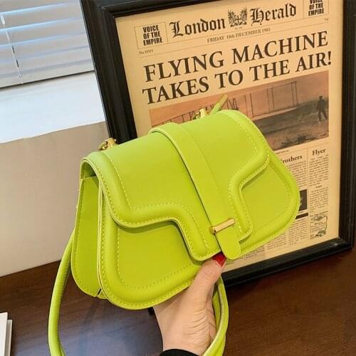 Solid Color Saddle Bag Underarm Bag 2021 Summer New PU Leather Womens Designer Handbag Luxury Brand Shoulder Messenger Bag