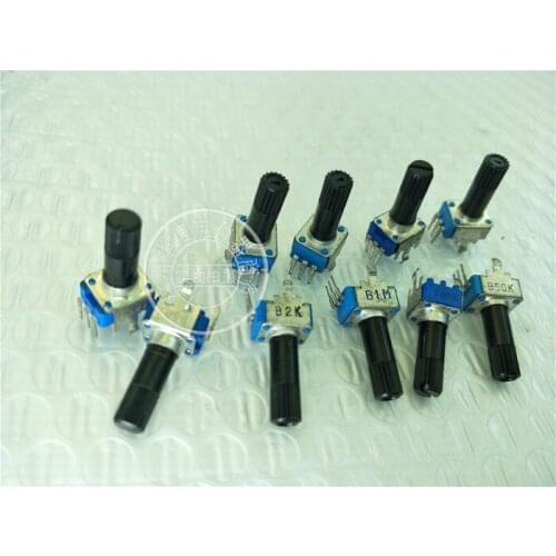 Original new 100% RK0936N vertical single potentiometer B1M B50K B200R B2K B5K handle length 18MM plum axle blue (SWITCH)