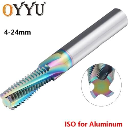 OYYU Coated Thread Milling Cutters for Aluminium M4 M5 M6 M8 M10 M12 CNC Tungsten Steel Full Tooth End Mill Router Bit