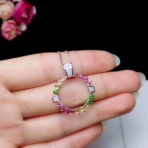 Natural colorful necklace 925 sterling silver necklace Deluxe Style Birthday gift