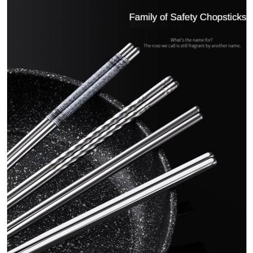 5Pair Chinese Stylish Non-slip Design Chop Sticks Stainless Steel Chopstick White Flower Patters Food Reusable Metal Sushi Stick